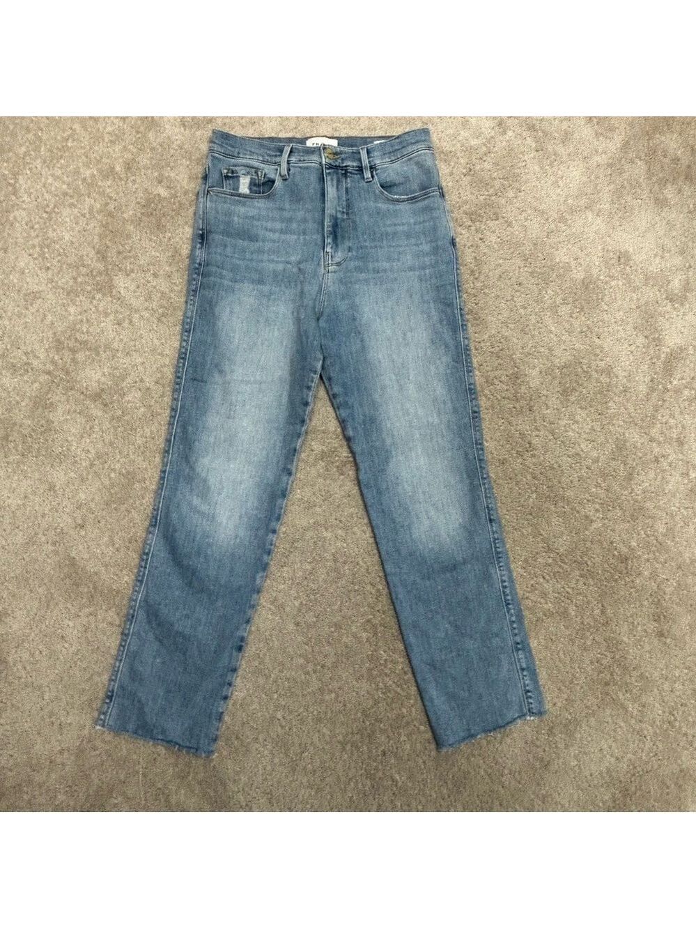 FRAME Le Sylvie Crop Jeans With Raw Edge unfinished hem light wash Sz 28